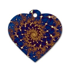 Fractal Spiral Art Pattern Blue Design Dog Tag Heart (One Side)