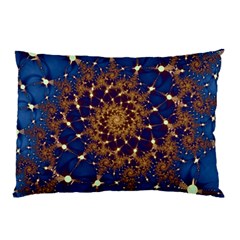 Fractal Spiral Art Pattern Blue Design Pillow Case