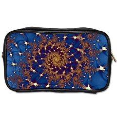 Fractal Spiral Art Pattern Blue Design Toiletries Bag (One Side)