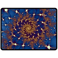 Fractal Spiral Art Pattern Blue Design Fleece Blanket (Large)