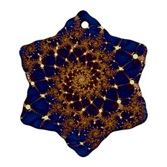 Fractal Spiral Art Pattern Blue Design Snowflake Ornament (Two Sides)