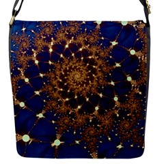 Fractal Spiral Art Pattern Blue Design Flap Closure Messenger Bag (S)