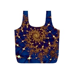 Fractal Spiral Art Pattern Blue Design Full Print Recycle Bag (S)