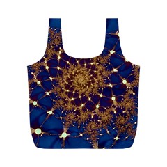 Fractal Spiral Art Pattern Blue Design Full Print Recycle Bag (M)