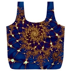 Fractal Spiral Art Pattern Blue Design Full Print Recycle Bag (XL)