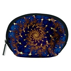 Fractal Spiral Art Pattern Blue Design Accessory Pouch (Medium)