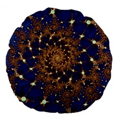 Fractal Spiral Art Pattern Blue Design Large 18  Premium Flano Round Cushions