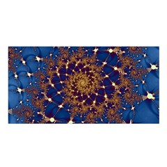 Fractal Spiral Art Pattern Blue Design Satin Shawl 45  x 80 