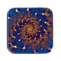 Fractal Spiral Art Pattern Blue Design Square Metal Box (Black)