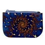 Fractal Spiral Art Pattern Blue Design Large Coin Purse Front