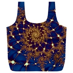 Fractal Spiral Art Pattern Blue Design Full Print Recycle Bag (XXL)