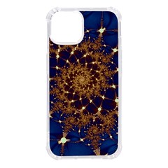 Fractal Spiral Art Pattern Blue Design iPhone 14 TPU UV Print Case