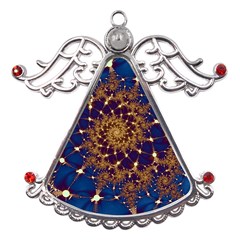 Fractal Spiral Art Pattern Blue Design Metal Angel with Crystal Ornament