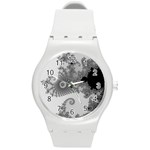 Apple Males Almond Bread Abstract Mathematics Round Plastic Sport Watch (M) Front