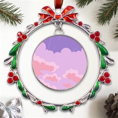 Sky Nature Sunset Clouds Space Fantasy Sunrise Metal X mas Wreath Ribbon Ornament by Simbadda