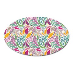 Leaves Colorful Leaves Seamless Design Leaf Oval Magnet by Simbadda