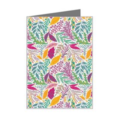 Leaves Colorful Leaves Seamless Design Leaf Mini Greeting Card by Simbadda