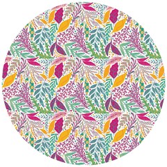 Leaves Colorful Leaves Seamless Design Leaf Wooden Puzzle Round by Simbadda