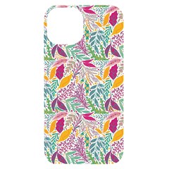 Leaves Colorful Leaves Seamless Design Leaf Iphone 14 Black Uv Print Case by Simbadda