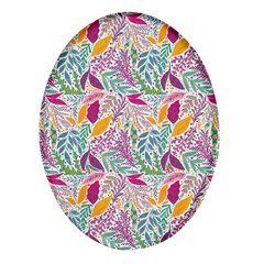 Leaves Colorful Leaves Seamless Design Leaf Oval Glass Fridge Magnet (4 Pack) by Simbadda