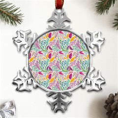 Leaves Colorful Leaves Seamless Design Leaf Metal Small Snowflake Ornament