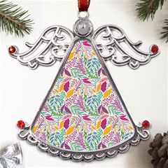 Leaves Colorful Leaves Seamless Design Leaf Metal Angel With Crystal Ornament