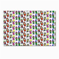 Stickman Kids Doodle Paper Children Group Postcard 4 x 6  (pkg Of 10) by Simbadda