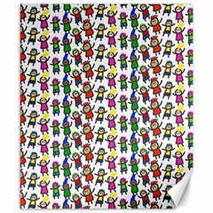 Stickman Kids Doodle Paper Children Group Canvas 8  X 10  by Simbadda