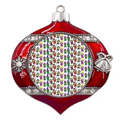 Stickman Kids Doodle Paper Children Group Metal Snowflake And Bell Red Ornament by Simbadda