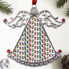 Stickman Kids Doodle Paper Children Group Metal Angel With Crystal Ornament by Simbadda