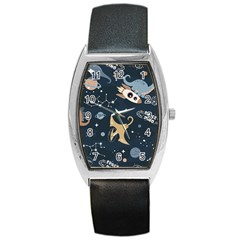 Space Theme Art Pattern Design Wallpaper Barrel Style Metal Watch by Simbadda