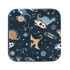 Space Theme Art Pattern Design Wallpaper Square Metal Box (black) by Simbadda