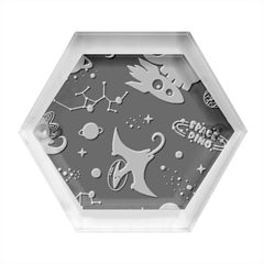 Space Theme Art Pattern Design Wallpaper Hexagon Wood Jewelry Box