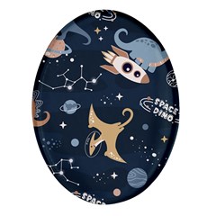 Space Theme Art Pattern Design Wallpaper Oval Glass Fridge Magnet (4 Pack) by Simbadda