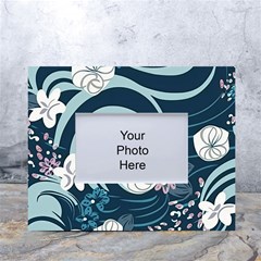 Flowers Pattern Floral Ocean Abstract Digital Art White Tabletop Photo Frame 4 x6  by Simbadda