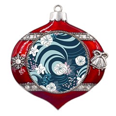 Flowers Pattern Floral Ocean Abstract Digital Art Metal Snowflake And Bell Red Ornament by Simbadda