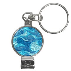 Ocean Waves Sea Abstract Pattern Water Blue Nail Clippers Key Chain by Simbadda