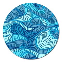 Ocean Waves Sea Abstract Pattern Water Blue Magnet 5  (round) by Simbadda