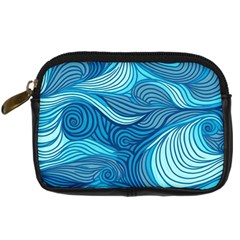 Ocean Waves Sea Abstract Pattern Water Blue Digital Camera Leather Case by Simbadda