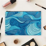 Ocean Waves Sea Abstract Pattern Water Blue Cosmetic Bag (Large) Front