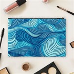 Ocean Waves Sea Abstract Pattern Water Blue Cosmetic Bag (Large) Back