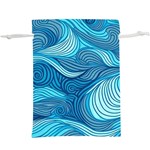 Ocean Waves Sea Abstract Pattern Water Blue Lightweight Drawstring Pouch (XL) Front