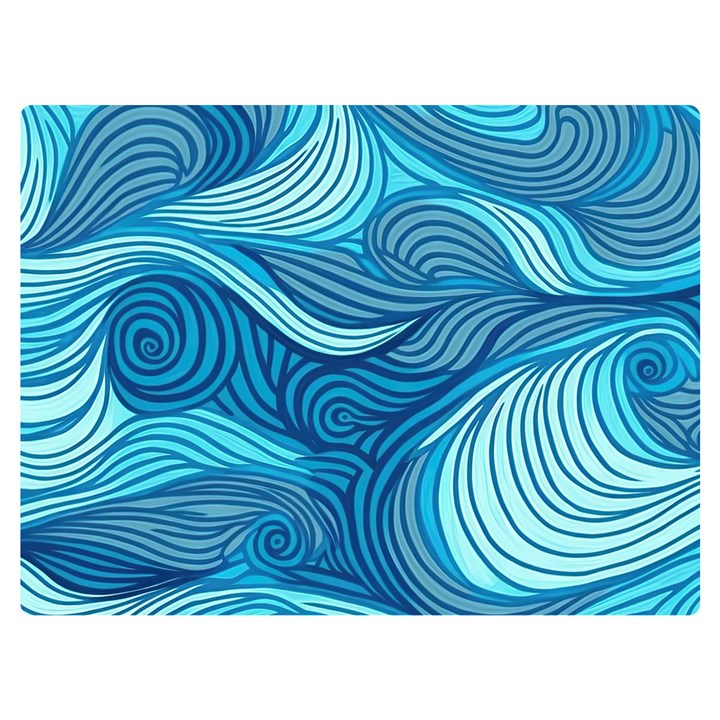 Ocean Waves Sea Abstract Pattern Water Blue Premium Plush Fleece Blanket (Extra Small)