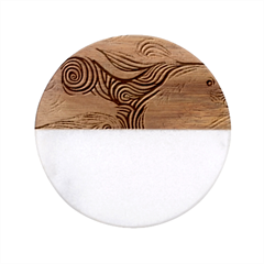 Ocean Waves Sea Abstract Pattern Water Blue Classic Marble Wood Coaster (round)  by Simbadda