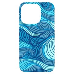 Ocean Waves Sea Abstract Pattern Water Blue Iphone 14 Pro Black Uv Print Case by Simbadda