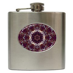 Rosette Kaleidoscope Mosaic Abstract Background Hip Flask (6 Oz) by Simbadda