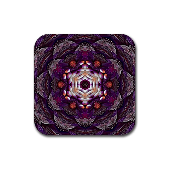 Rosette Kaleidoscope Mosaic Abstract Background Art Rubber Coaster (Square)