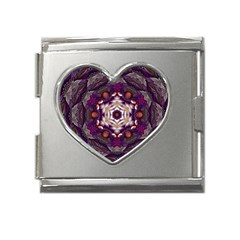 Rosette Kaleidoscope Mosaic Abstract Background Art Mega Link Heart Italian Charm (18mm)