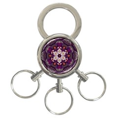 Rosette Kaleidoscope Mosaic Abstract Background Art 3-Ring Key Chain