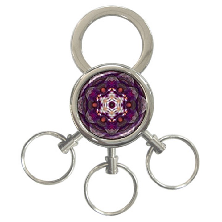 Rosette Kaleidoscope Mosaic Abstract Background Art 3-Ring Key Chain